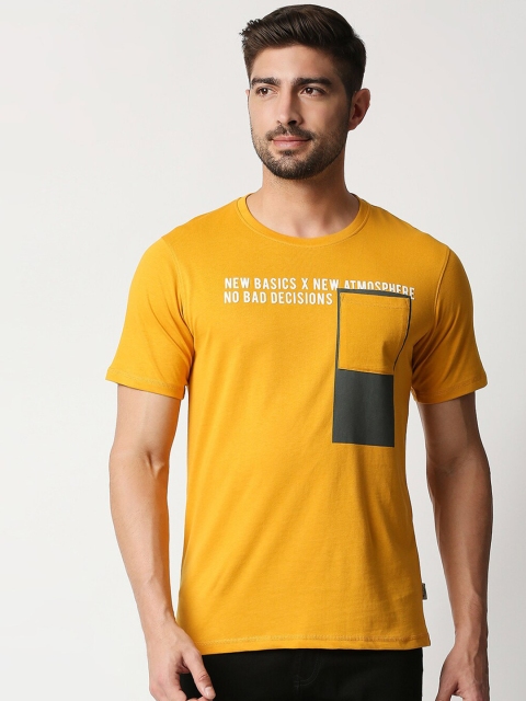 Lee Cooper Men Yellow Typography Printed Cotton Slim Fit T-shirt