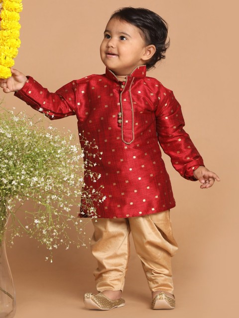 

VASTRAMAY SISHU Boys Maroon Kurta with Dhoti Pants