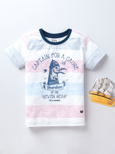 

Ed-a-Mamma Boys White Graphic Printed Bio Finish Cotton T-shirt