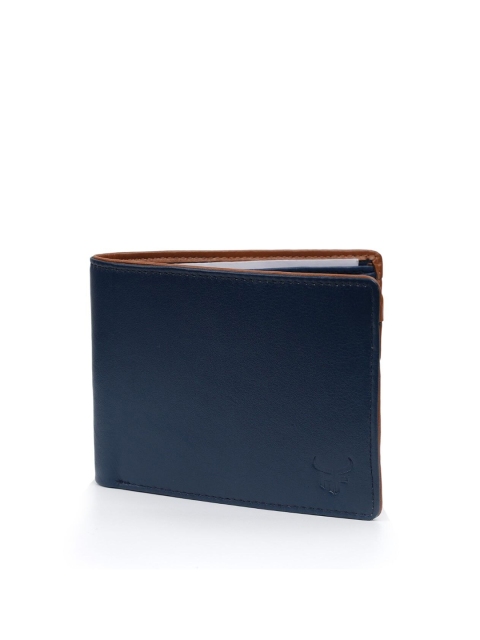 

Fusion Threads Men Navy Blue Leather Two Fold Wallet