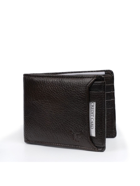 

Fusion Threads Men Bronze-Toned & Black Textured Leather Two Fold Wallet