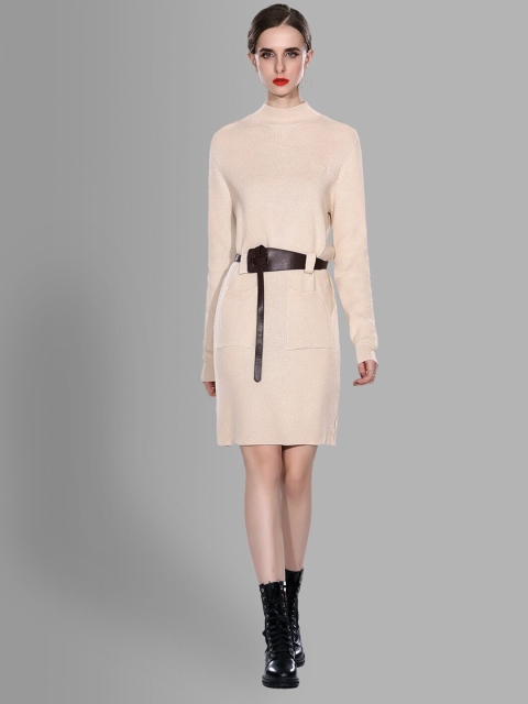 

JC Collection Women Off White Self Deign Casual Bodycon Dress