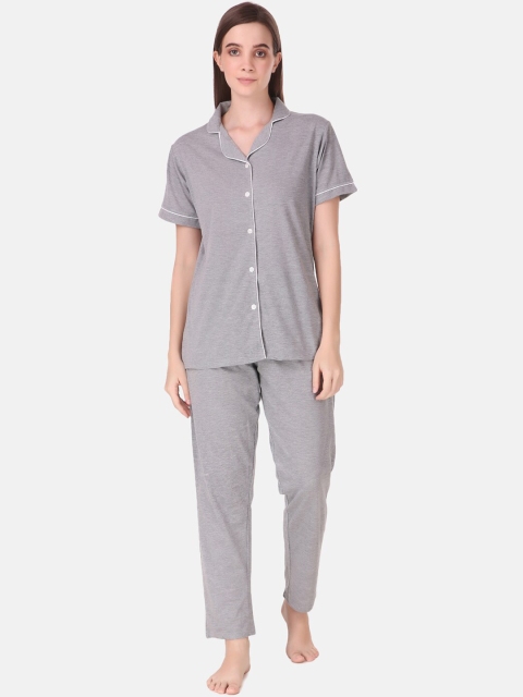 

Masha Women Grey Solid Pure Cotton Night suits