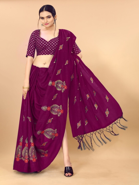 

KALINI Magenta Embroidered Heavy Work Saree