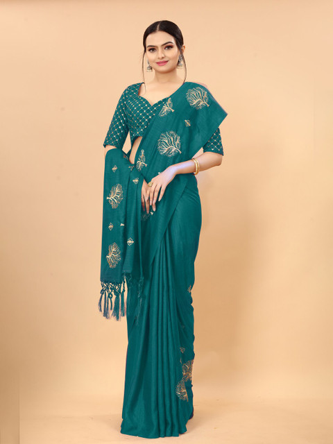 

KALINI Blue Embroidered Heavy Work Saree