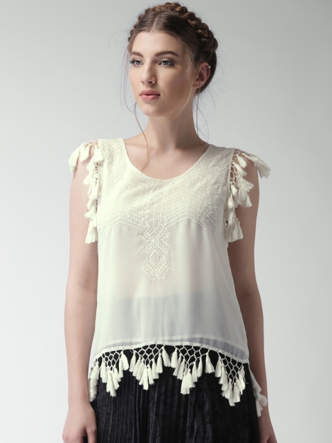 

Love Genration Women Off-White Self-Design Top