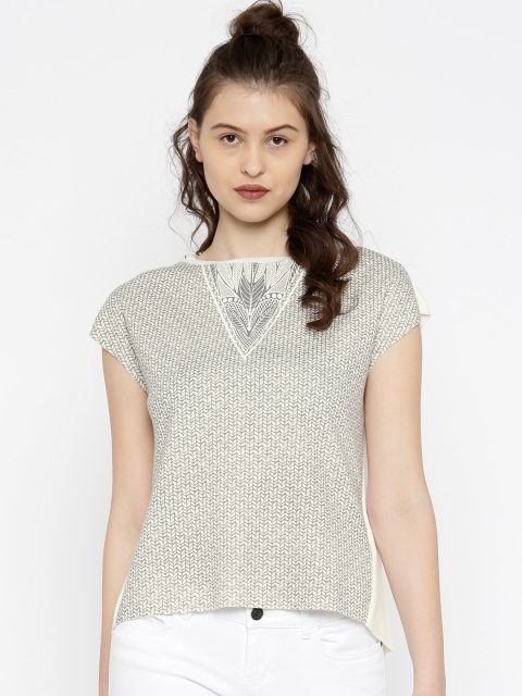 

Vero Moda Women Off-White & Green Printed Top