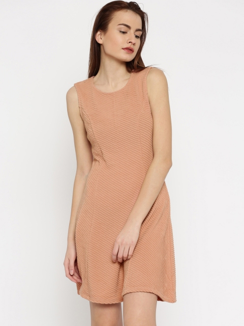 

Vero Moda Women Peach-Coloured Self-Design A-Line Dress