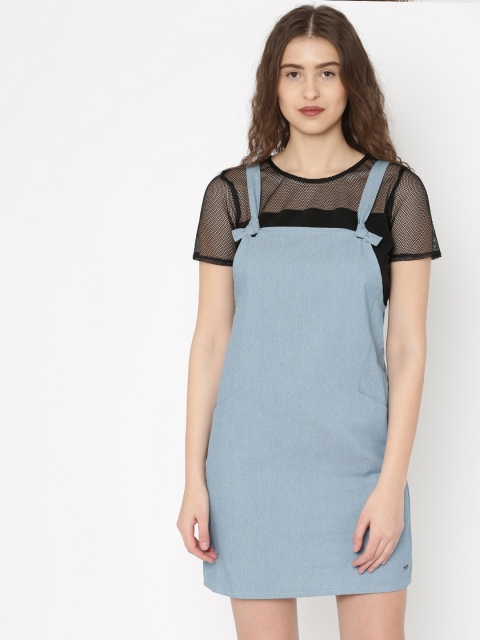 

Vero Moda Women Blue Denim Solid A-Line Dress