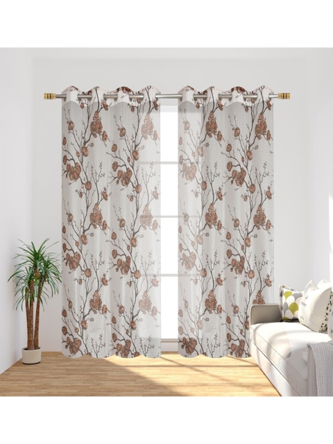 

Molly & Michel Brown & Off White Set of 2 Floral Door Curtain