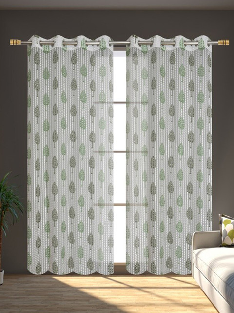 

Molly & Michel Green & White Set of 2 Floral Long Door Curtain