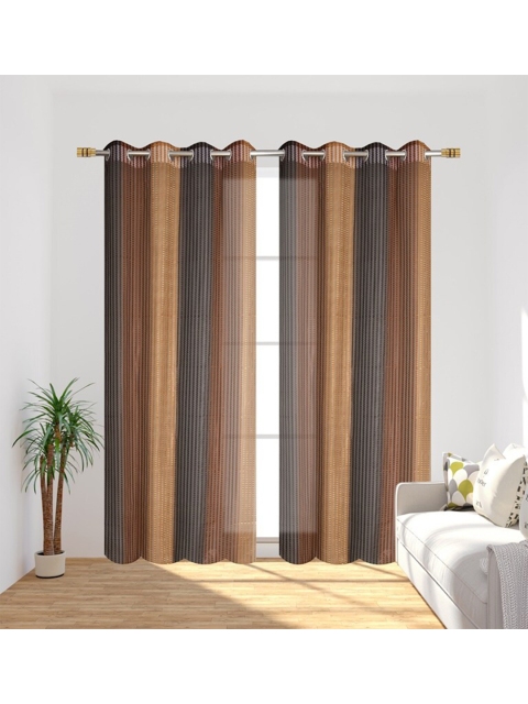 

Molly & Michel Brown & Grey Melange Set of 2 Colourblocked Door Curtain