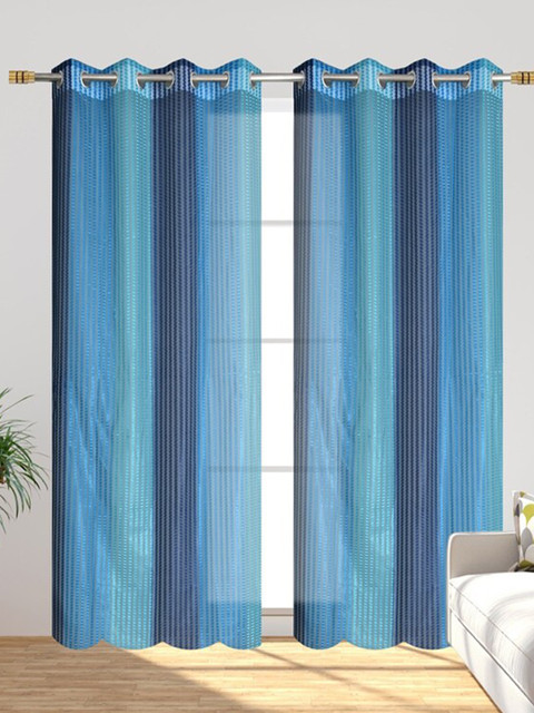 

Molly & Michel Set Of 2 Blue Striped Door Curtain