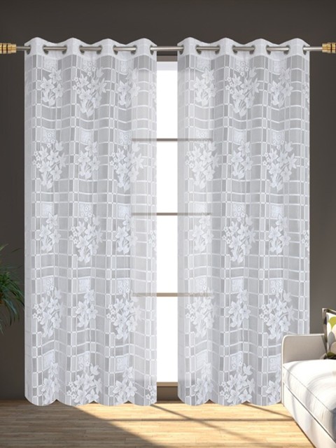 

Molly & Michel White Set of 2 Floral Door Curtain