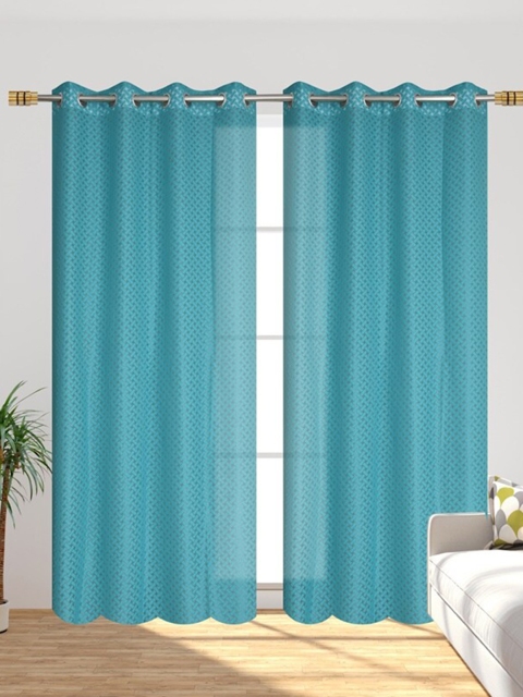 

Molly & Michel Turquoise Blue Set of 2 Geometric Door Curtain