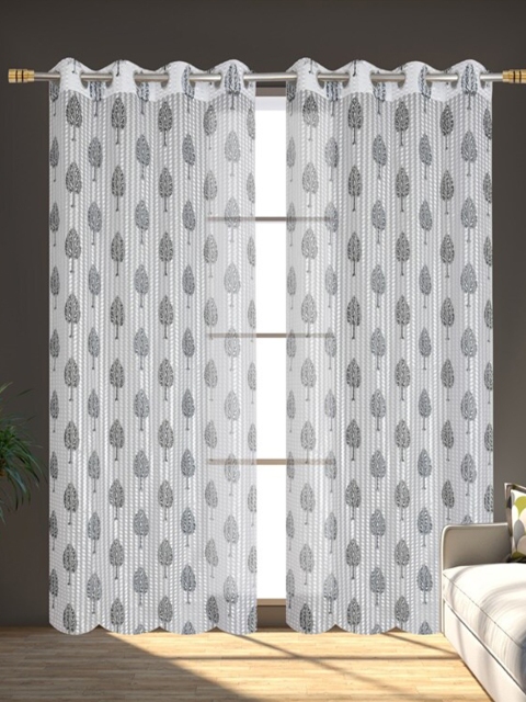 

Molly & Michel Grey & Green Set of 2 Floral Long Door Curtain