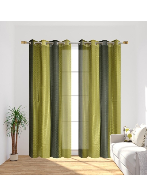 

Molly & Michel Set Of 2 Green & Black Striped Door Curtain