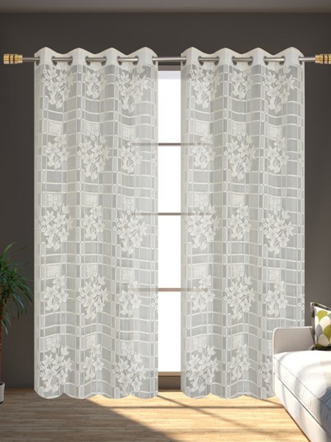 

Molly & Michel Off White Set of 2 Floral Door Curtain