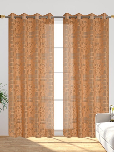 

Molly & Michel Beige Set of 2 Floral Sheer Door Curtains