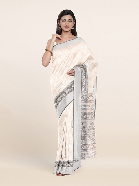 

Pothys Off White Ethnic Motifs Printed Saree