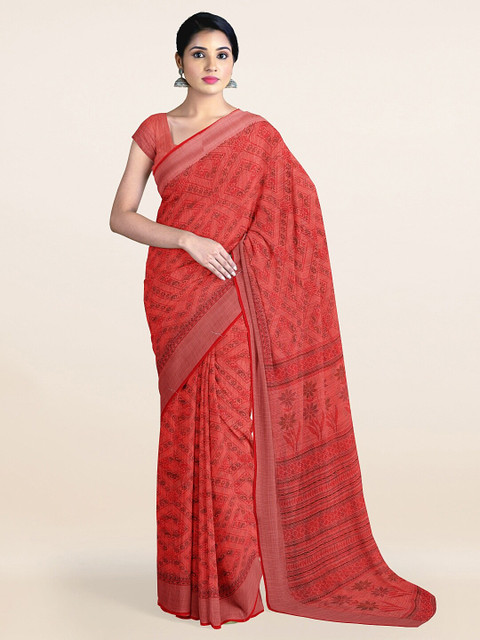 

Pothys Red Floral Printed Saree