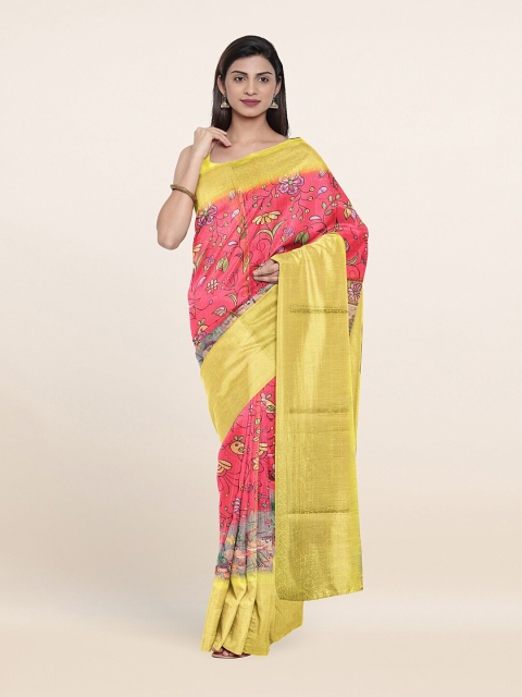 

Pothys Red & Yellow Floral Zari Pure Cotton Saree