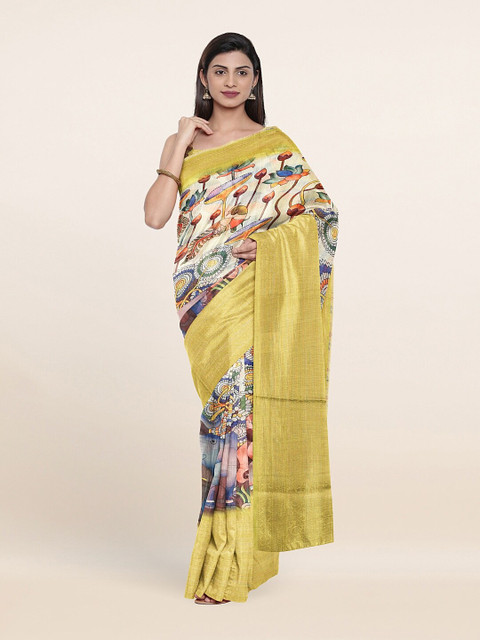 

Pothys Yellow & Green Ethnic Motifs Pure Cotton Saree