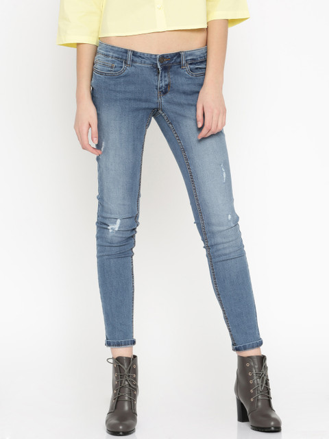 

Vero Moda Women Blue Low Distress Stretchable Jeans