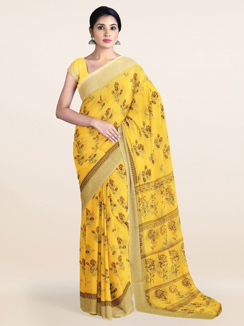 

Pothys Yellow Ethnic Motifs Zari Saree