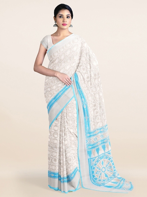

Pothys Off White & Blue Ethnic Motifs Saree