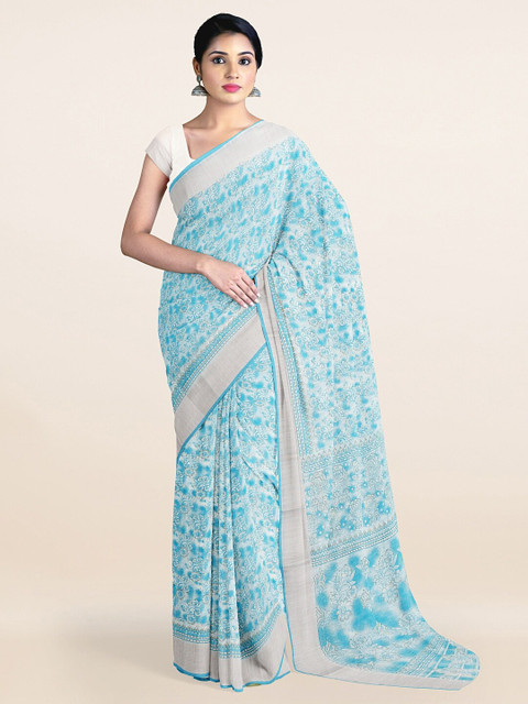 

Pothys Blue & White Floral Printed Saree