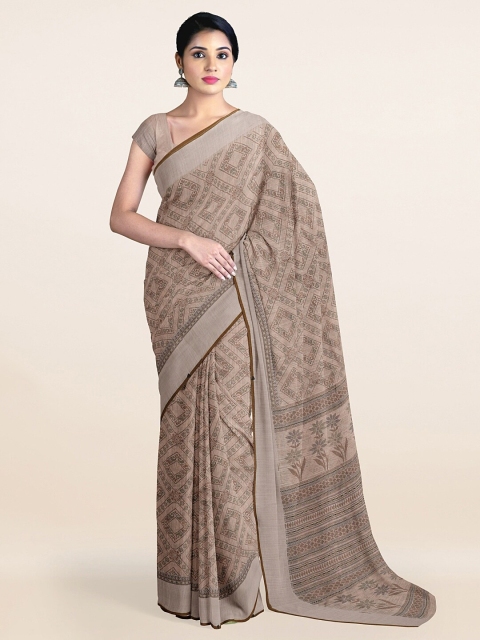 

Pothys Tan Ethnic Motifs Printed Saree