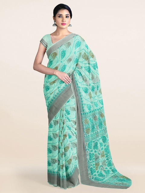 

Pothys Green & Black Floral Printed Saree