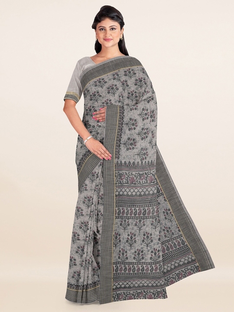 

Pothys Grey & Pink Ethnic Motifs Printed Zari Saree