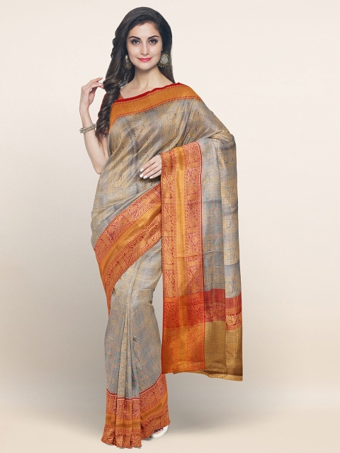

Pothys Blue & Gold-Toned Ethnic Motifs Saree