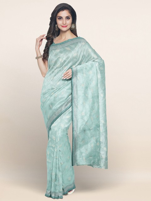 

Pothys Blue Floral Pure Chiffon Saree