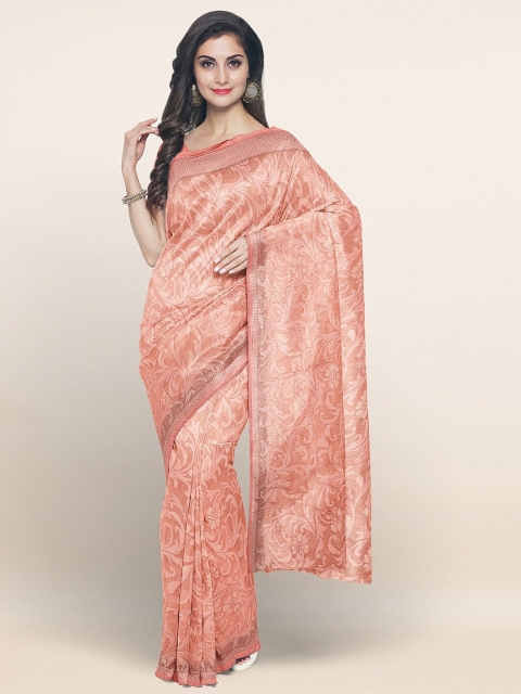 

Pothys Peach-Coloured Ethnic Motifs Pure Chiffon Saree
