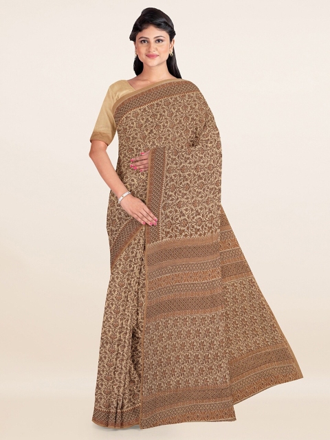 

Pothys Beige & Brown Floral Printed Saree