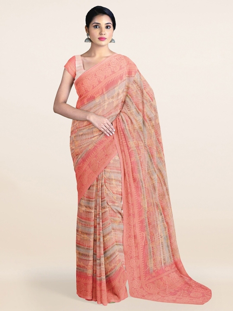 

Pothys Multicoloured & Gold-Toned Ethnic Motifs Zari Tissue Saree, Multi