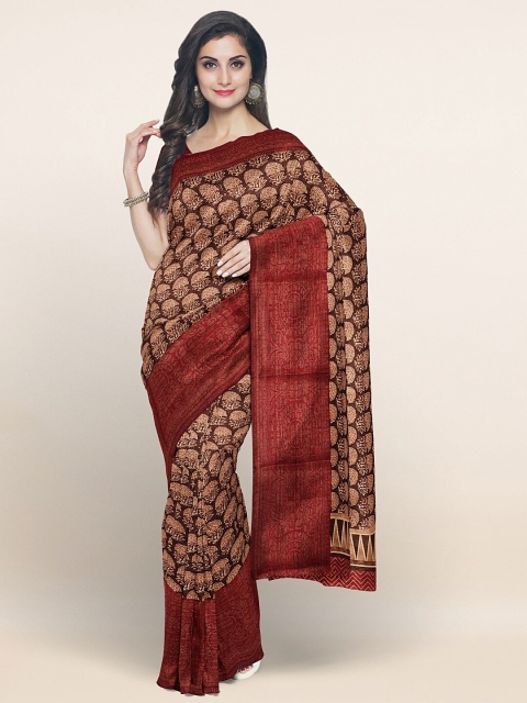 

Pothys Brown & Beige Ethnic Motifs Zari Jute Silk Saree