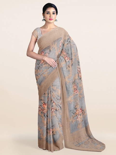 

Pothys Grey Floral Zari Tissue Saree