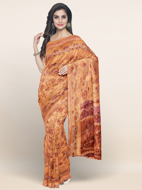 

Pothys Peach-Coloured Floral Printed Saree