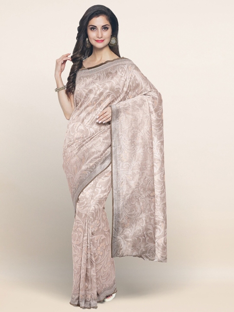 

Pothys Taupe Floral Pure Chiffon Saree