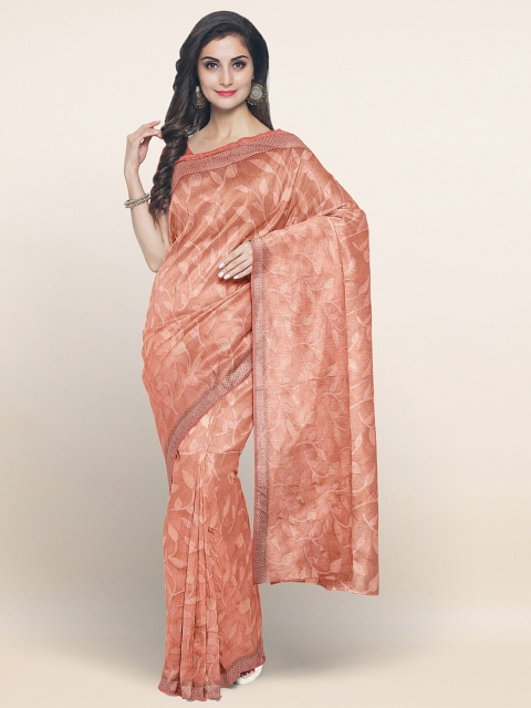 

Pothys Peach-Coloured Floral Pure Chiffon Saree
