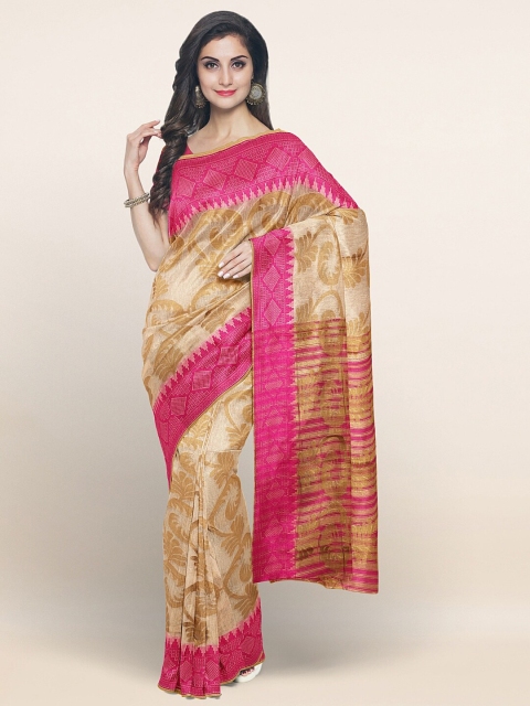 

Pothys Cream-Coloured & Gold-Toned Woven Design Saree