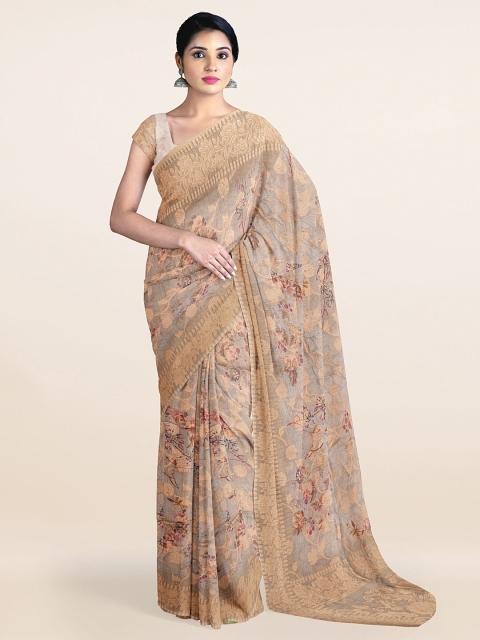 

Pothys Tan Floral Tissue Saree