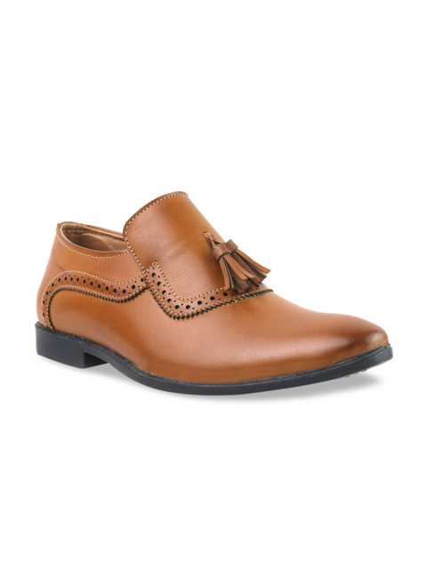 

BRATVA Men Tan Brown Solid Formal Slip-On