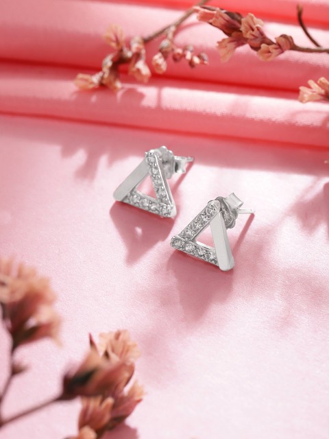 

Zavya Silver-Toned Triangular Studs Earrings