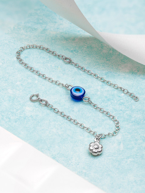 

Zavya Women Silver-Toned & Blue Sterling Silver 925 Rhodium-Plated Charm Bracelet