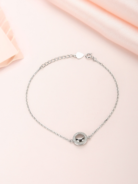 

Zavya Rhodium-Plated 925 Sterling Silver Cubic Zirconia Link Bracelet